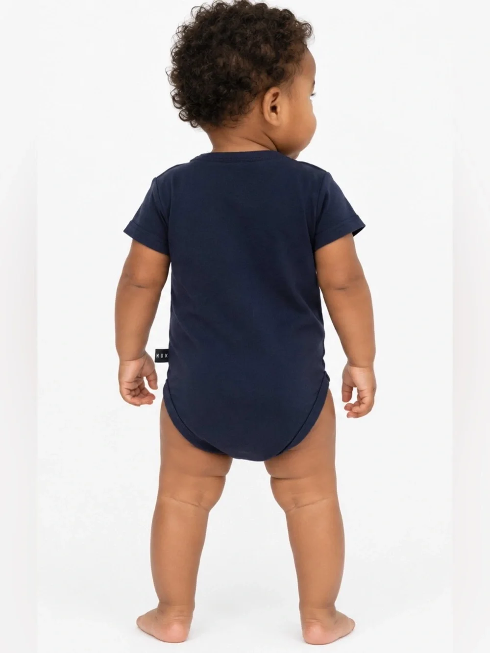 Huxbaby Unisex Seal Embroidery Short Sleeve Onesie in navy